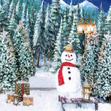 Allenjoy Snowy Forest Snowman Photography Backdrop Gbsx-00689