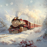 Allenjoy Snowy Winter Christmas Train Photography Backdrop Gbsx-01124