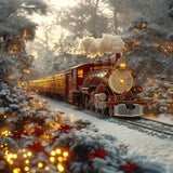 Allenjoy Snowy Winter Christmas Train Photography Backdrop Gbsx-01125