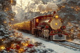 Allenjoy Snowy Winter Christmas Train Photography Backdrop Gbsx-01125