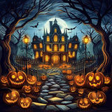 Allenjoy Spooky Pumpkin Pathway Photography Backdrop Gbsx-00628