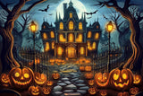 Allenjoy Spooky Pumpkin Pathway Photography Backdrop Gbsx-00628