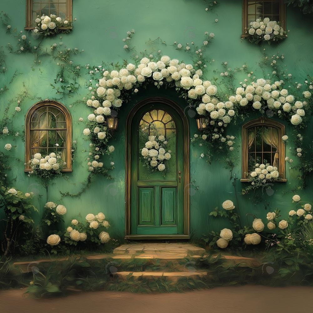 Allenjoy Spring Green Garden Floral Door Photography Backdrop Gbsx-01227