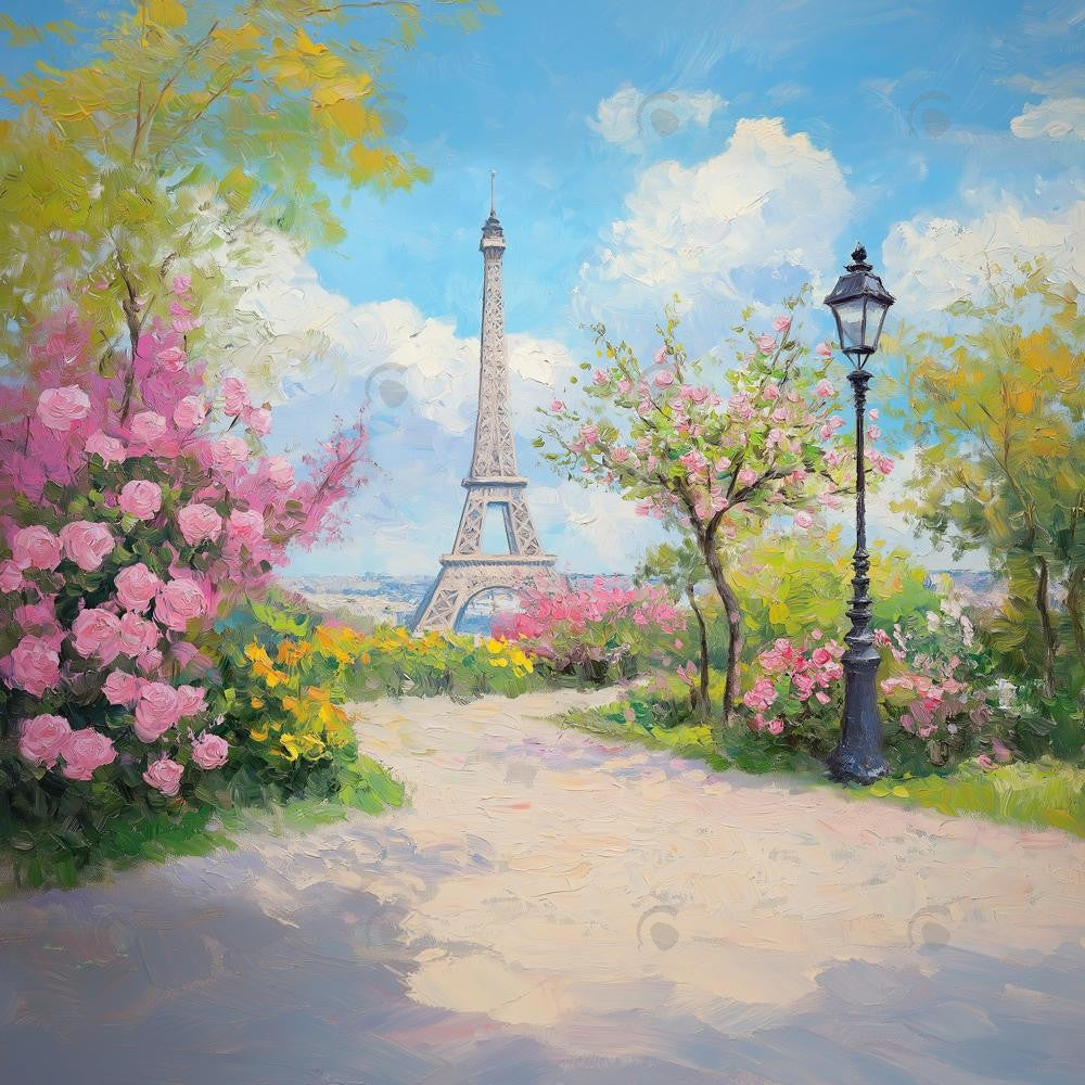 Allenjoy Spring Paris Floral Path Photography Backdrop Gbsx-01298