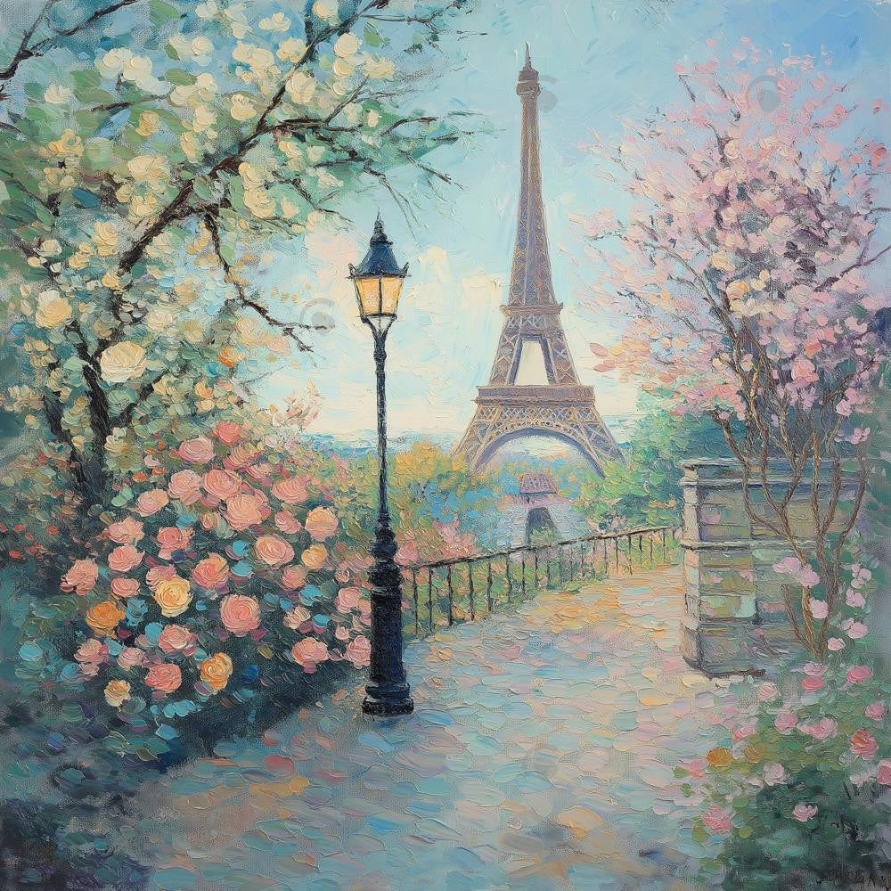 Allenjoy Spring Paris Floral Path Photography Backdrop Gbsx-01299
