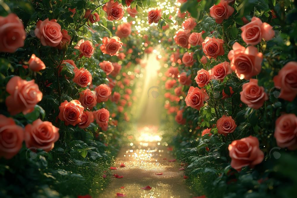Allenjoy Spring Pink Arched Floral Path Photography Backdrop Gbsx-01389