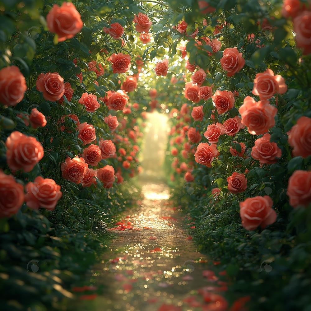 Allenjoy Spring Pink Arched Floral Path Photography Backdrop Gbsx-01389