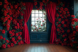 Allenjoy Spring Valentine Red Flower Window Photography Backdrop Gbsx-01383