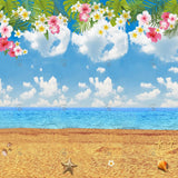 Allenjoy Summer Beach Floral Photography Backdrop Gbsx-00339