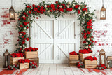 Allenjoy Valentine Barn Door Rose Wall Photography Backdrop Gbsx-01311