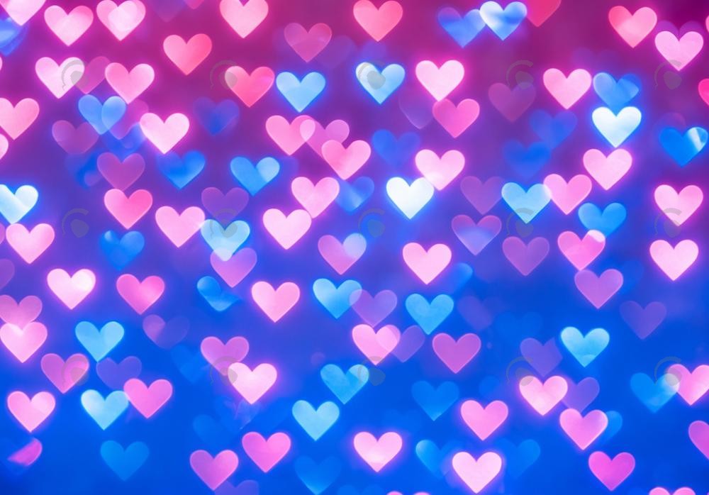 Allenjoy Valentine Blue And Pink Bokeh Hearts Photography Backdrop Gbsx-01236