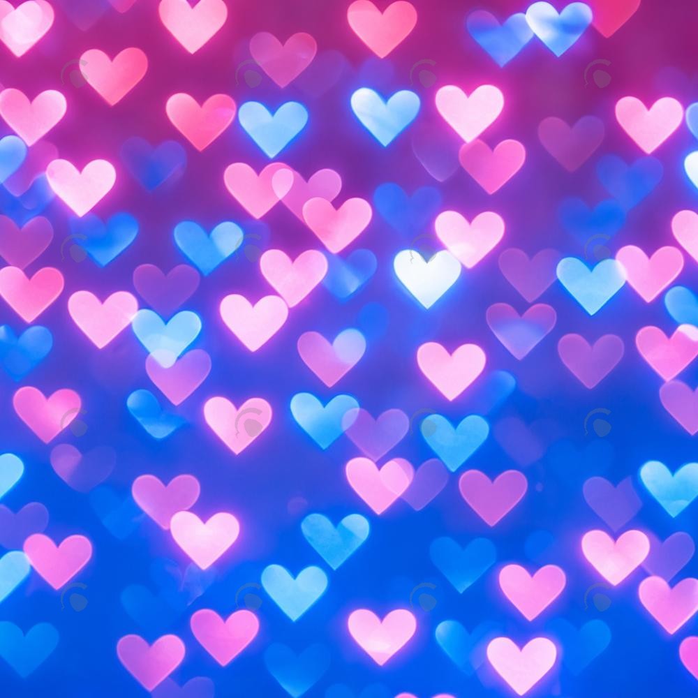 Allenjoy Valentine Blue And Pink Bokeh Hearts Photography Backdrop Gbsx-01236
