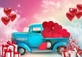 Allenjoy Valentine Blue Truck With Hearts Photography Backdrop Gbsx-01276