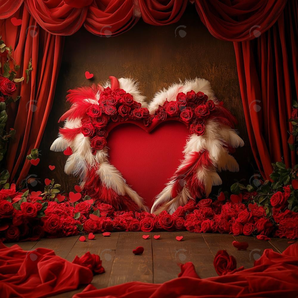 Allenjoy Valentine Boho Love Heart Curtain Photography Backdrop Gbsx-01368