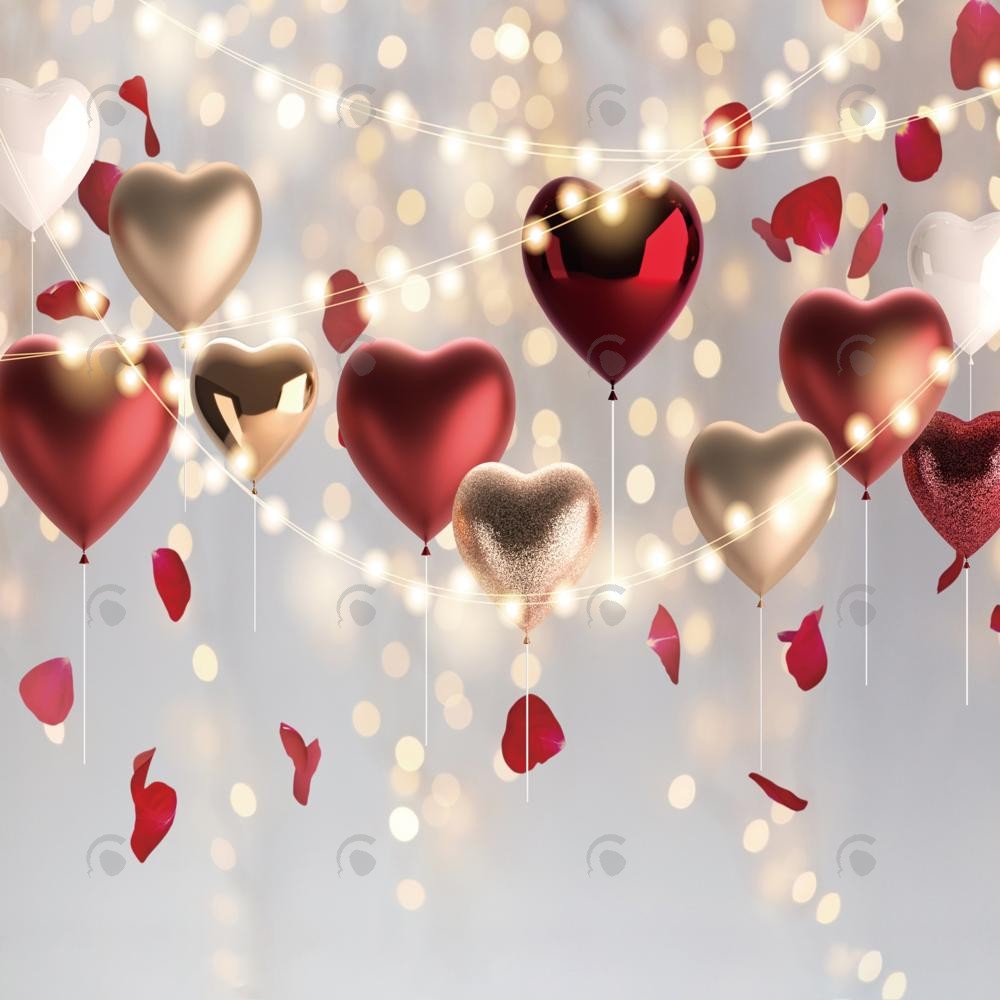 Allenjoy Valentine Day Love Heart Balloons Photography Backdrop Gbsx-01257