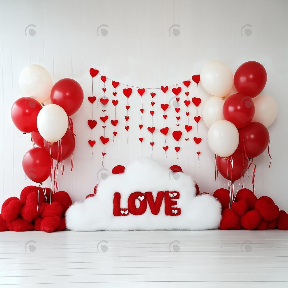 Allenjoy Valentine Floral Heart Balloon Photography Backdrop Gbsx-01373