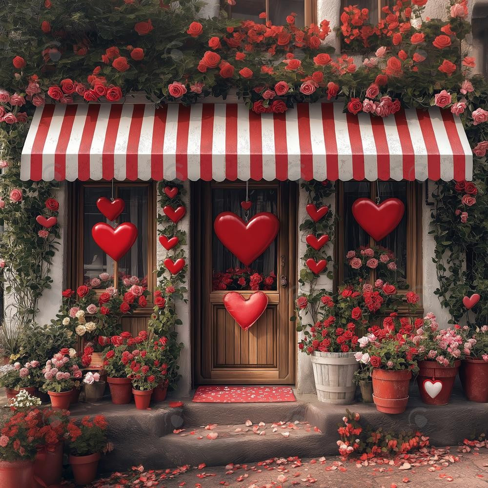 Allenjoy Valentine Floral Shop Front Photography Backdrop Gbsx-01377