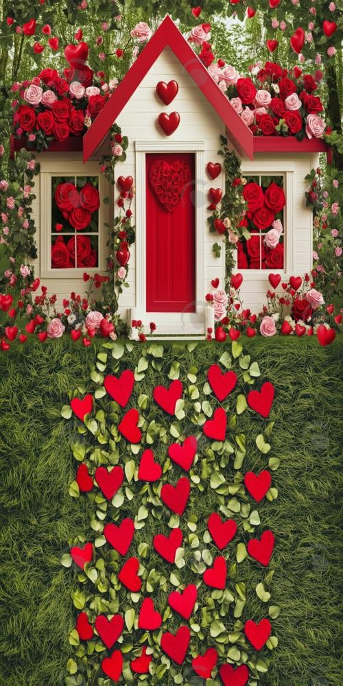 Allenjoy Valentine Love Flower Cottage Photography Backdrop Gbsx-01283