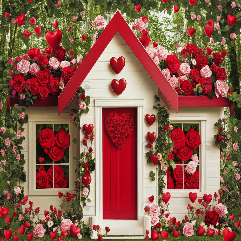 Allenjoy Valentine Love Flower Cottage Photography Backdrop Gbsx-01283