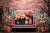 Allenjoy Valentine Pink Flowers Truck Photography Backdrop Gbsx-01321