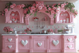 Allenjoy Valentine Pink Rose Flower Kitchen Photography Backdrop Gbsx-01316