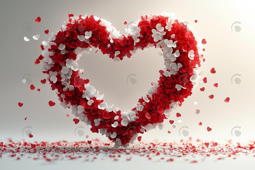 Allenjoy Valentine Red And White Floral Heart Photography Backdrop Gbsx-01412