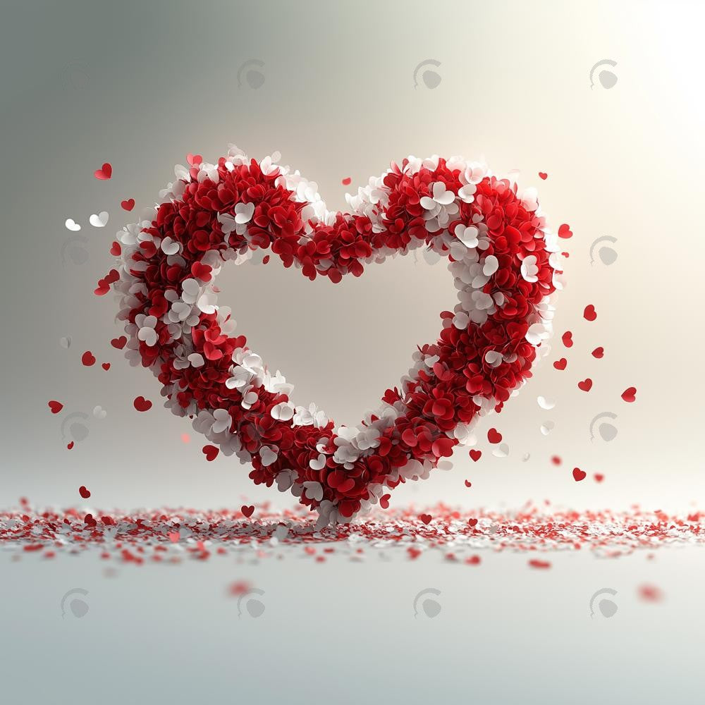Allenjoy Valentine Red And White Floral Heart Photography Backdrop Gbsx-01412