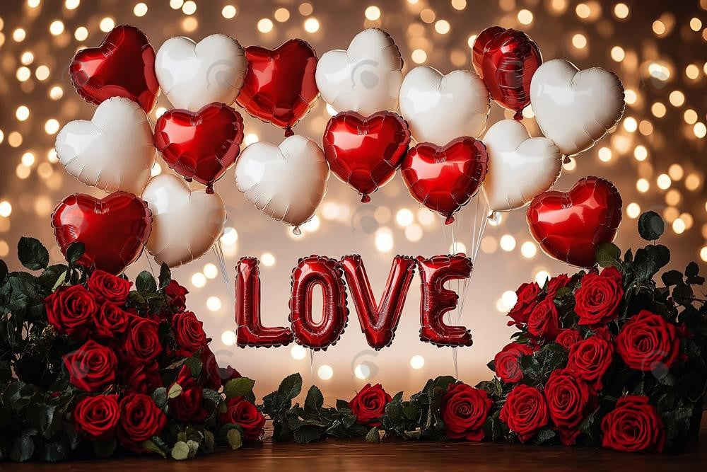 Allenjoy Valentine'S Day Balloons Roses Bokeh Photography Backdrop Gbsx-01232