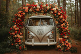 Allenjoy Valentine Volkswagen Bus With Flowers Arch Photography Backdrop Gbsx-01435