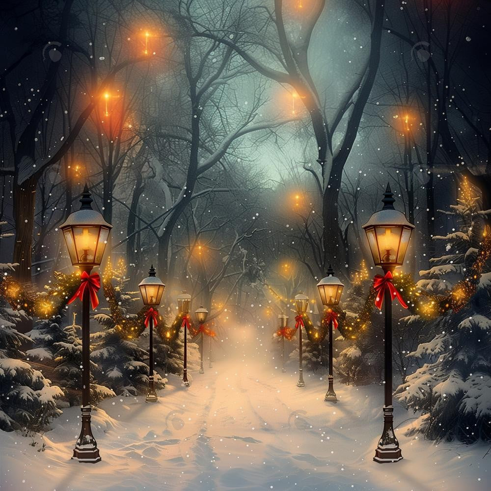 Vintage Christmas Street Photography Backdrop GBSX-99951