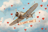 Allenjoy Vintage Flying Airplane With I Love You Banner Photography Backdrop Gbsx-01391