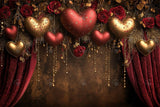 Allenjoy Vintage Valentine Red And Gold Hearts Photography Backdrop Gbsx-01371