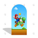 Allenjoy Supper Mario Cartoon Happy Birthday Party Arch Backdrop Wall Cloth Cover