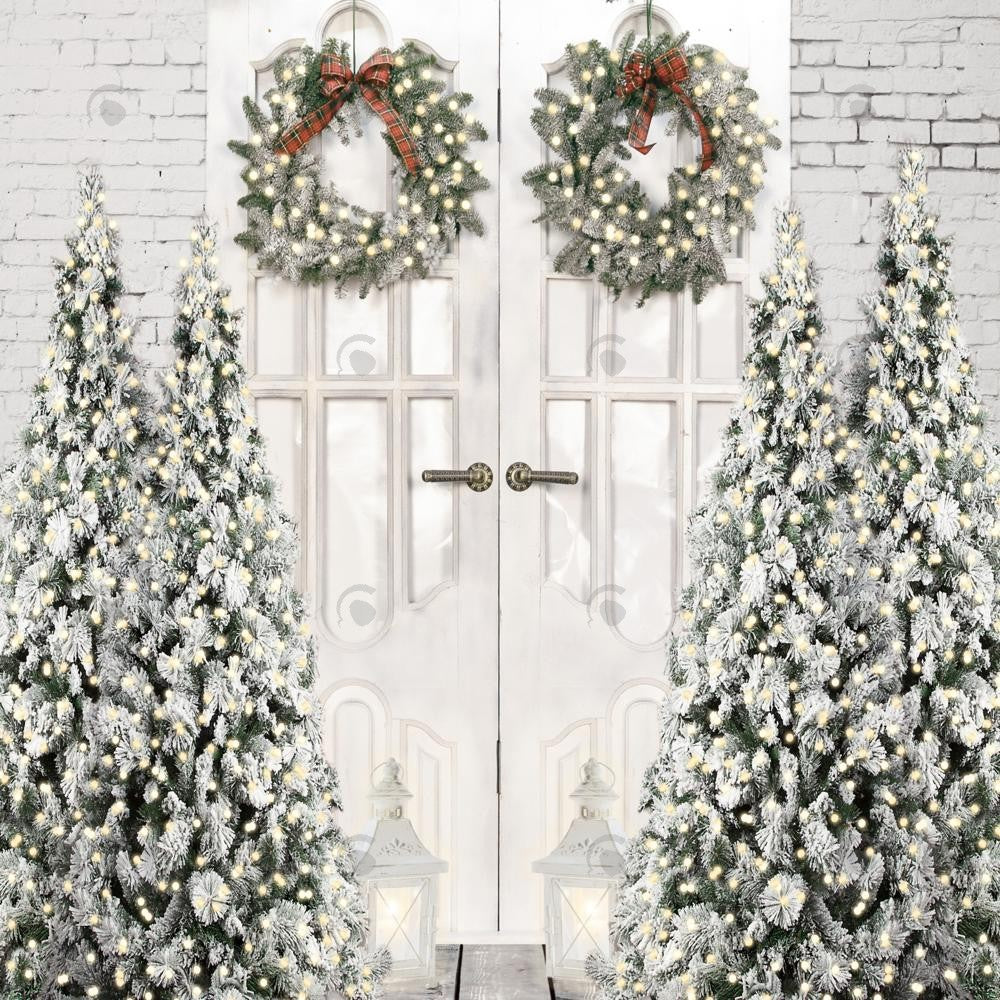 Allenjoy White Winter Barn Door Photography Backdrop GBSX-00045