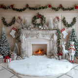 Allenjoy White Winter Nutcracker Fireplace Photography Backdrop Gbsx-01145