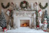 Allenjoy White Winter Nutcracker Fireplace Photography Backdrop Gbsx-01145