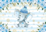 Allenjoy Winter Elephant Baby Shower Photography Backdrop Gbsx-00499