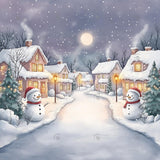 Allenjoy Winter Jolly Village Evening Photography Backdrop Gbsx-01200