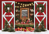 Red Christmas Barn Door Photography Backdrop