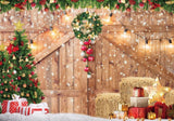 Rustic Christmas Barn Door Photography Backdrop