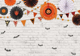 White Brick Wall Halloween Backdrop