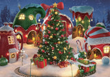 Winter Christmas Village Photography Backdrop