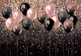 Rose Gold And Black Balloons Party Backdrop