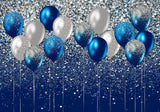 Royal Blue And Silver Balloons Backdrop