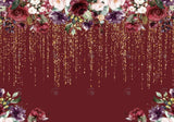 Burgundy Red Flowers Backdrop