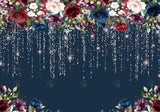 Navy Blue Flowers Backdrop