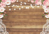 Flowers Wood Lace Rustic Backdrop