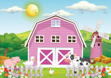 Cartoon Farm Animals Party Backdrop