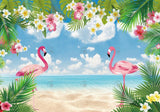 Summer Flamingo Beach Backdrop