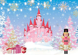 Winter Christmas Royal Pink Castle Bday Backdrop